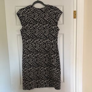 Sandra Darren Black and Cream Animal Print Midi Dress